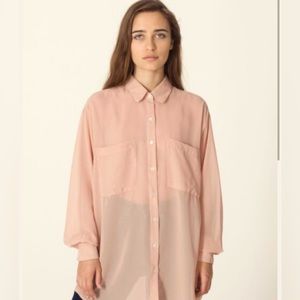 American Apparel| Nude Beige Sheer Chiffon Blouse| One Size